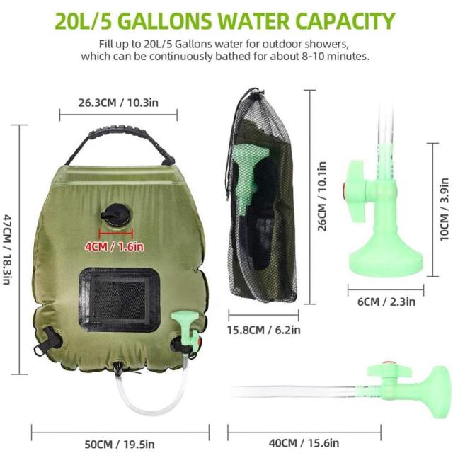 11L Portable Outdoor Camping Shower Bag With Foot Pump And Shower Nozzle For Beach Swim Travel Hiking