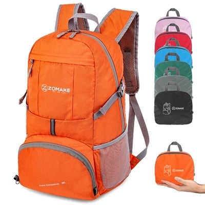 35L Portable Folding Unisex Backpack Outdoor Sport Bag Rucksack Reflective Stripe Men Hiking Travel Bag for Camping Cycling