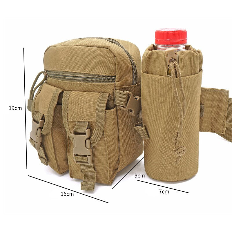 Camouflage Tactical Kettle Waist Bag Outdoor Sports Hunting Camping Pack Military Multifunctional Waist Water Bottle Pocket