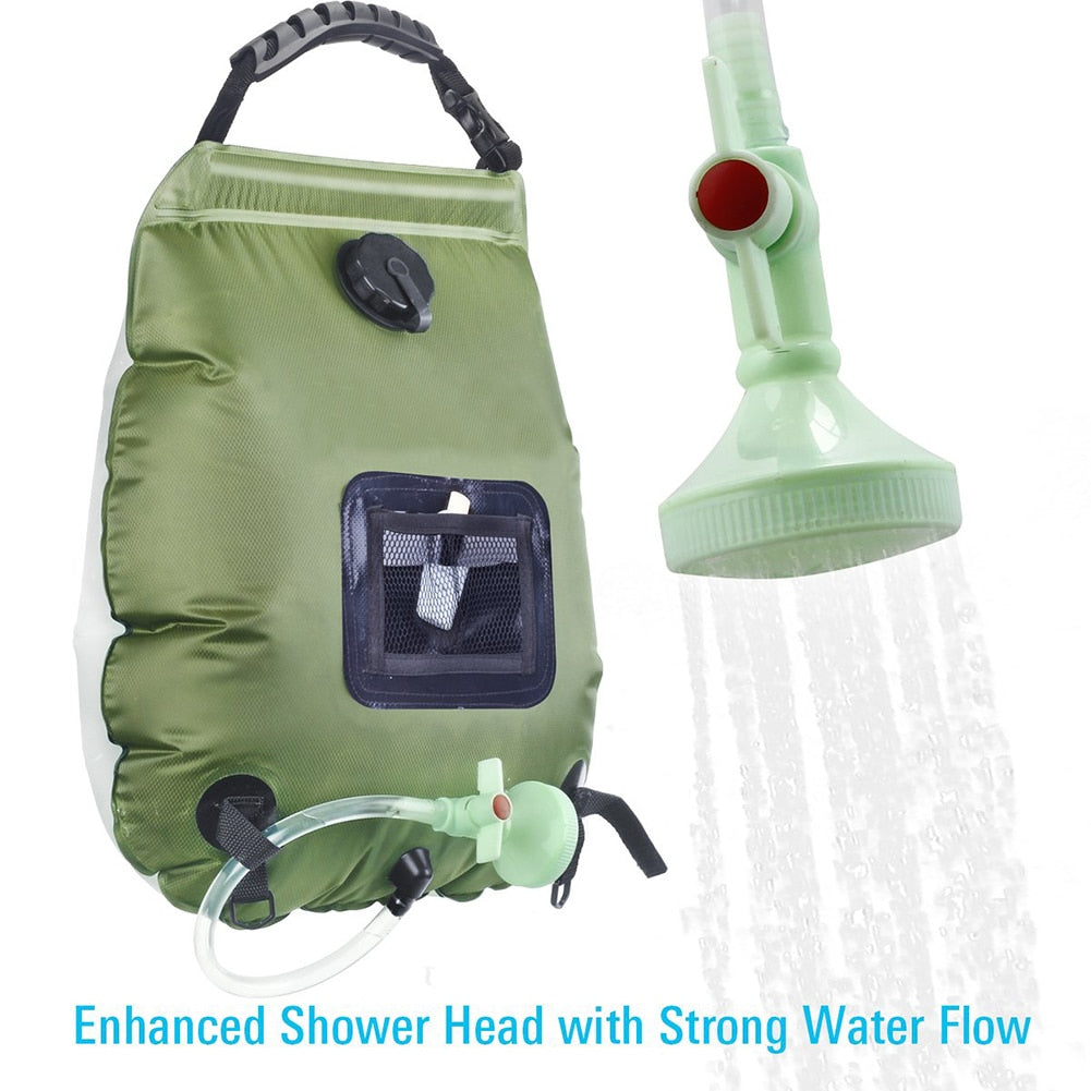 2020 Water Bags For Outdoor Solar Hiking Camping Shower Bag 20L Heating Camping Shower Hydration Bag Hose Switchable Shower Head