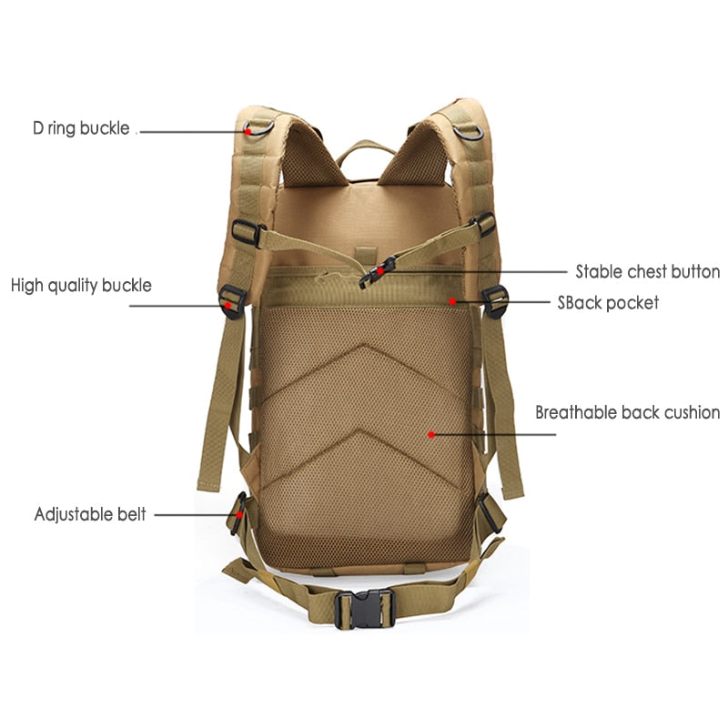 35L Large Capacity Men Army Tactical Backpacks Military Assault Bags Outdoor 3P Pack For Trekking Camping Hunting Outdoors Bag 8