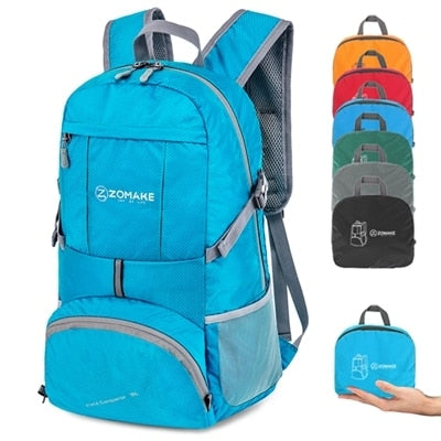 35L Portable Folding Unisex Backpack Outdoor Sport Bag Rucksack Reflective Stripe Men Hiking Travel Bag for Camping Cycling