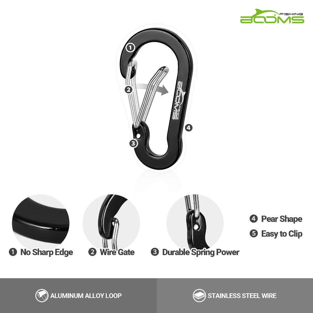 Booms Fishing CC1 6Pcs Aluminum Alloy Carabiner Keychain Outdoor Camping Climbing Snap Clip Lock Buckle Hook Fishing Tool 6Color